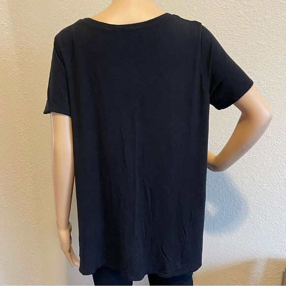 Shop Basic Black Blouse With Gold Button Detail Along Sides Size XL - Picture 11 of 11